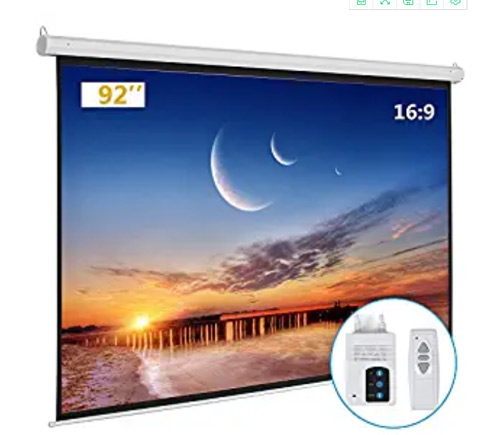 OhYes Motorized Projector Screen with Remote Control - Azure Projector